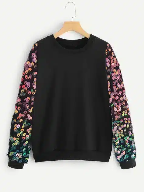 Multi Sequins Sleeves Sweatshirt