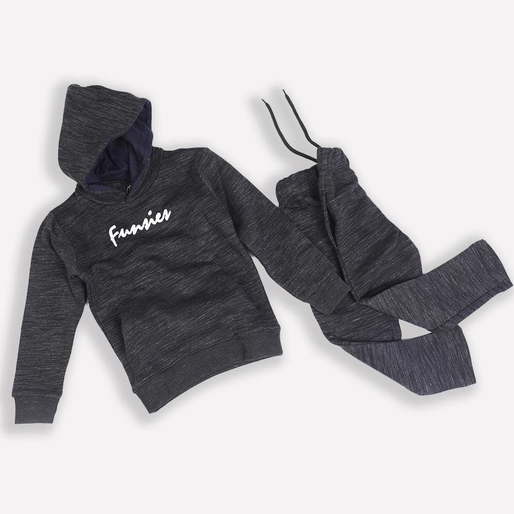 F.S. Black Textured Fleece Tracksuit.