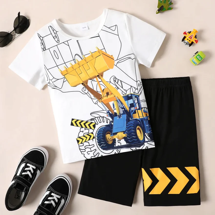 White Excavator Summer Set