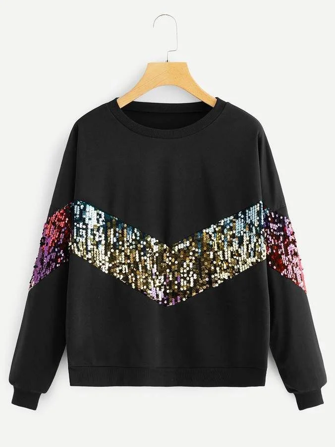 Multi Sequins zigzag Sweatshirt
