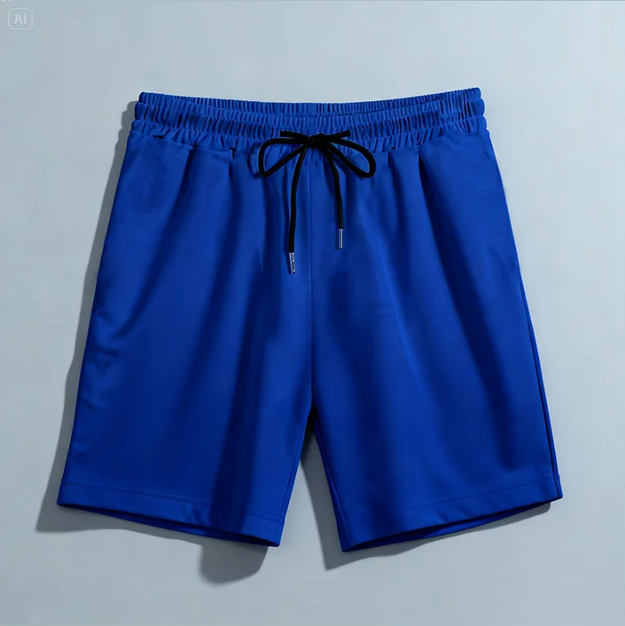 Royal Blue Terry Cotton Shorts