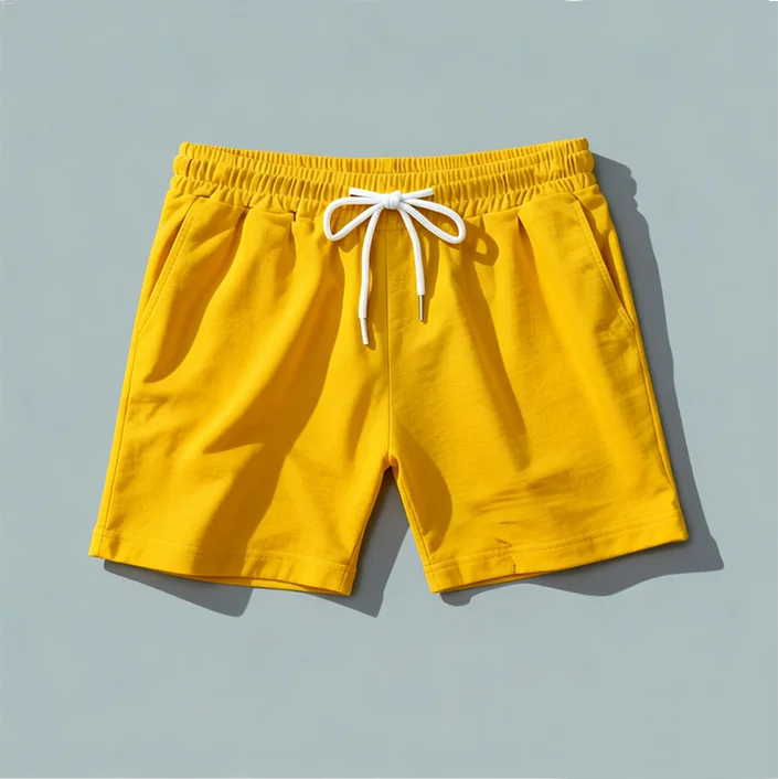 Yellow Terry Cotton Shorts